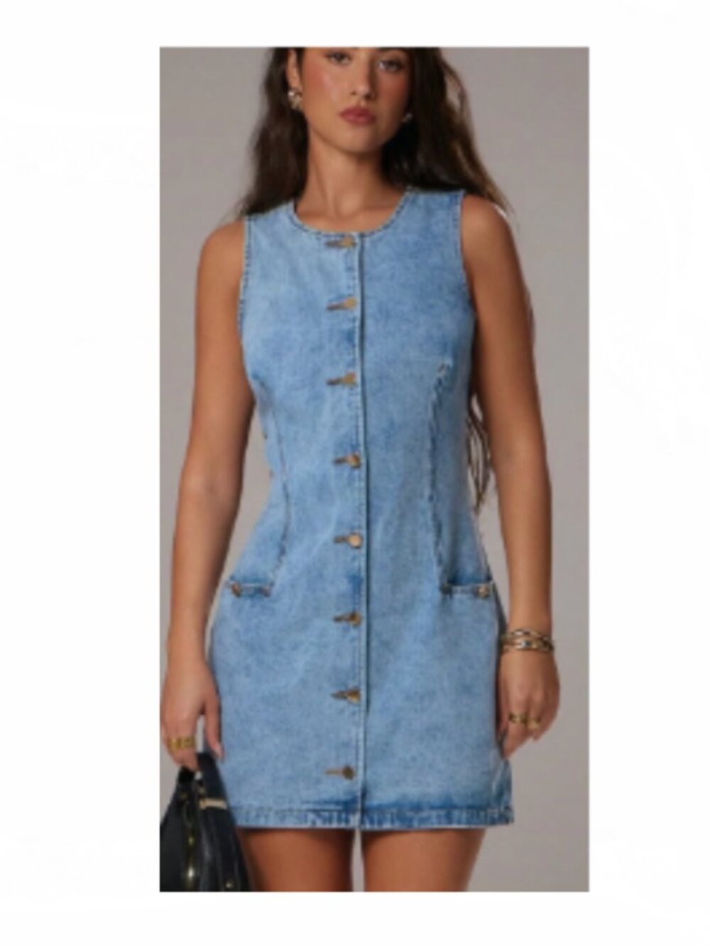 NWOT Light Wash Button-Down Denim Pocket Dress Medium
